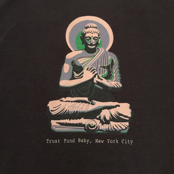 Trust Fund Baby long sleeve Tshirt graphic Sitting Buddha S L XL Navy Cotton NWT - Picture 2 of 7